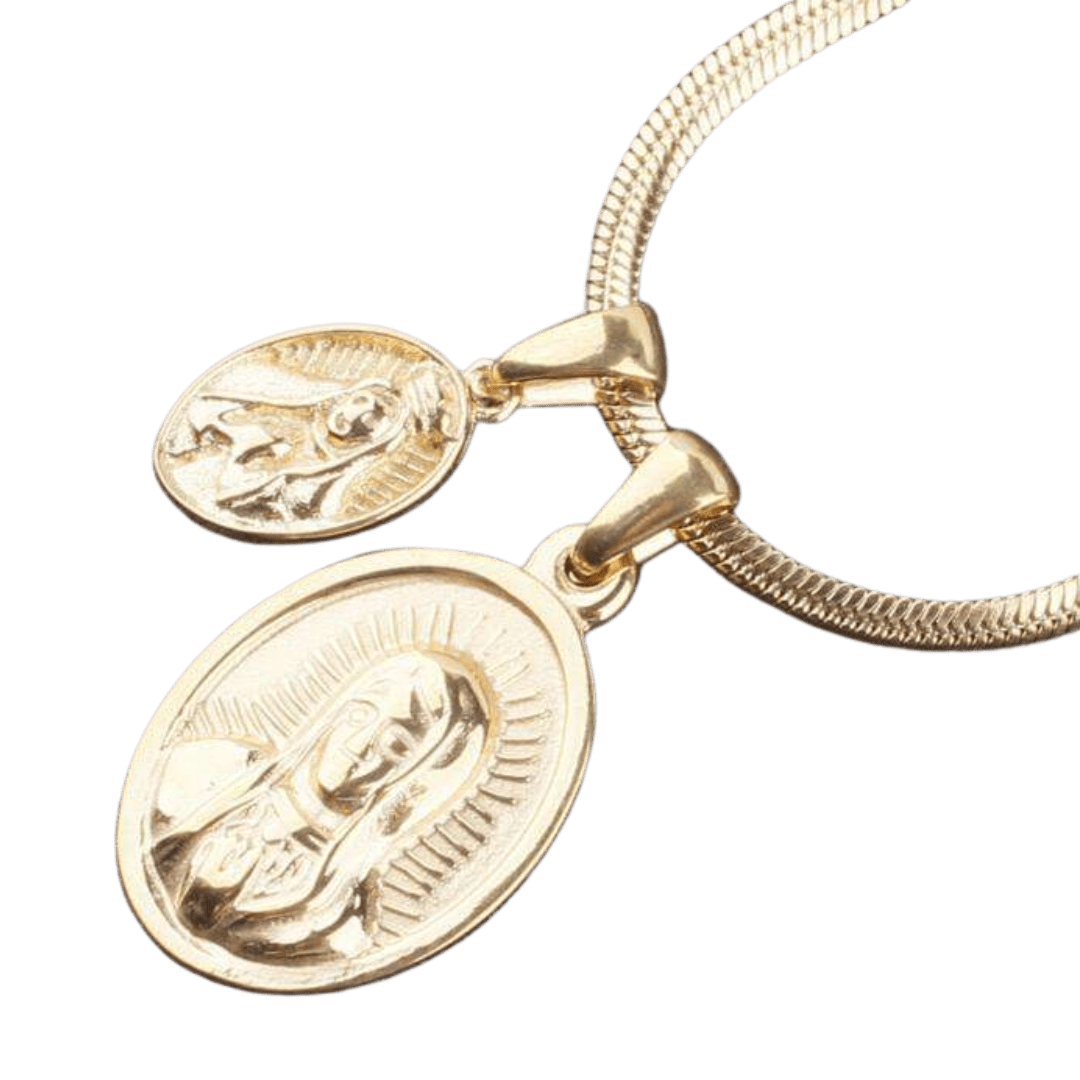 Virgin Mary Double Pendant Necklace — 18K Gold-Plated - JMJ Catholic Productsvariant