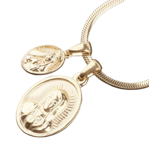 Virgin Mary Double Pendant Necklace — 18K Gold-Plated