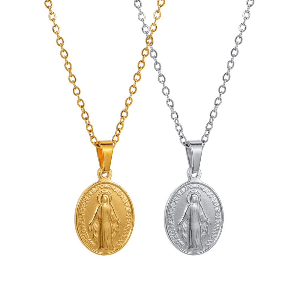 Virgin Mary Medal Necklace – 18K Gold plating and Silver plating (2 styles avaliable) - JMJ Catholic Productsvariant