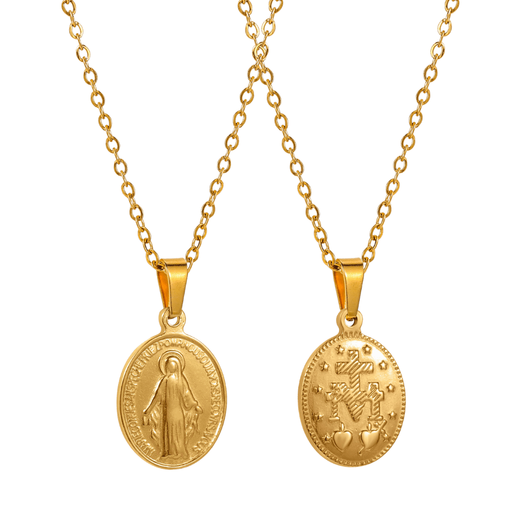 Virgin Mary Medal Necklace – 18K Gold plating and Silver plating (2 styles avaliable) - JMJ Catholic Productsvariant