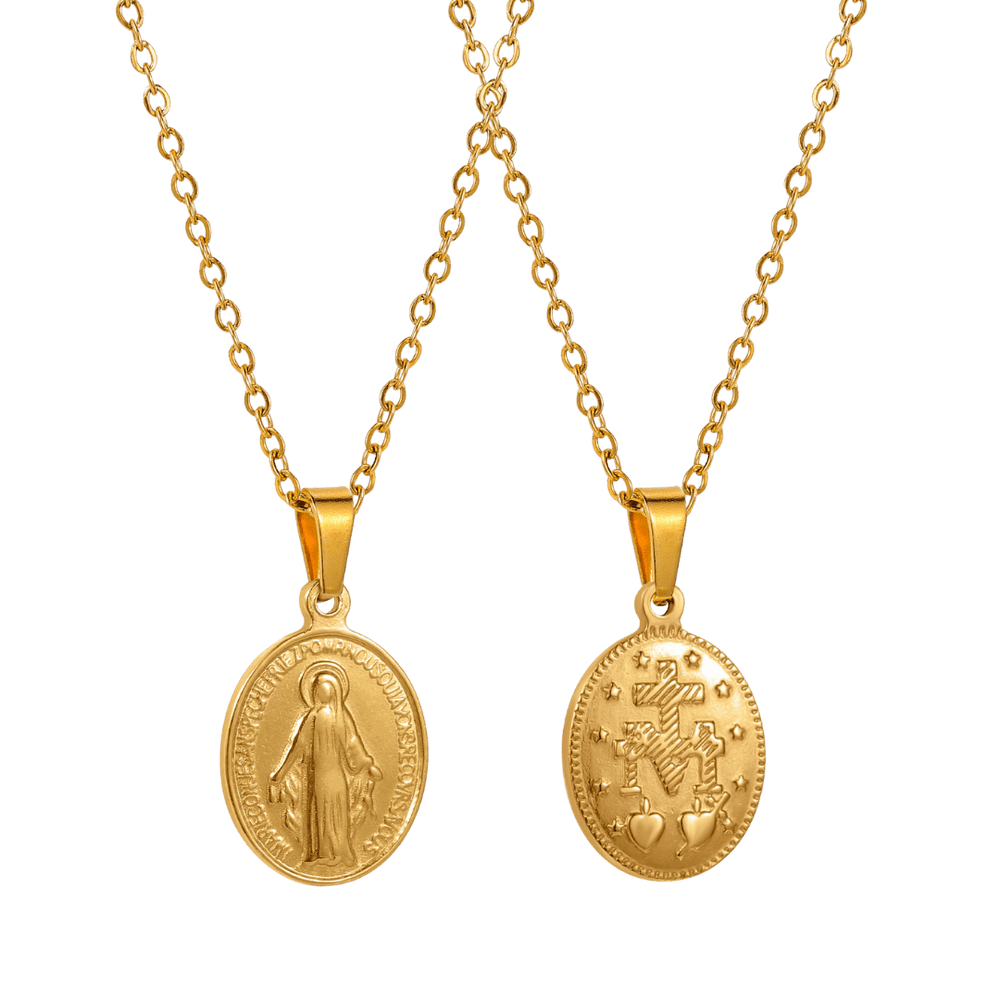 Virgin Mary Medal Necklace – 18K Gold plating and Silver plating (2 styles avaliable) - JMJ Catholic Productsvariant