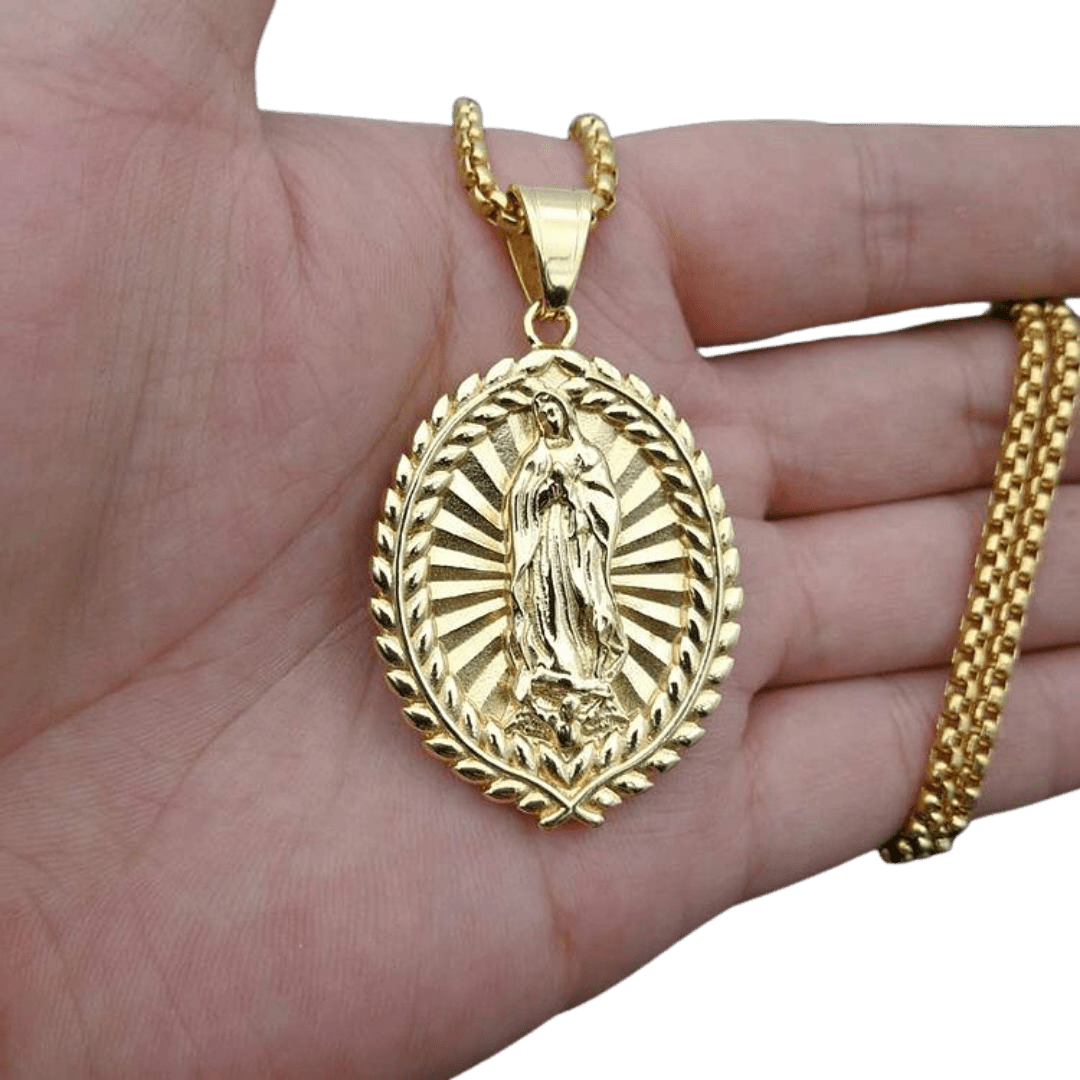 Virgin Mary Medal Necklace — Gold Plated Stainless Steel - JMJ Catholic Productsvariant