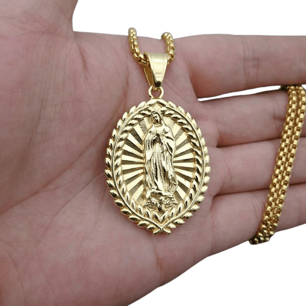 Virgin Mary Medal Necklace — Gold Plated Stainless Steel - JMJ Catholic Productsvariant