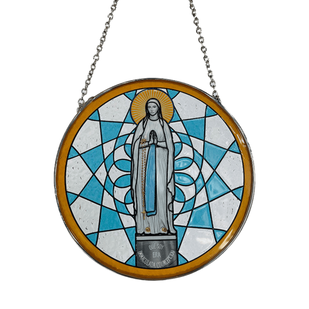 Virgin Mary Stained Glass Suncatcher Hanging