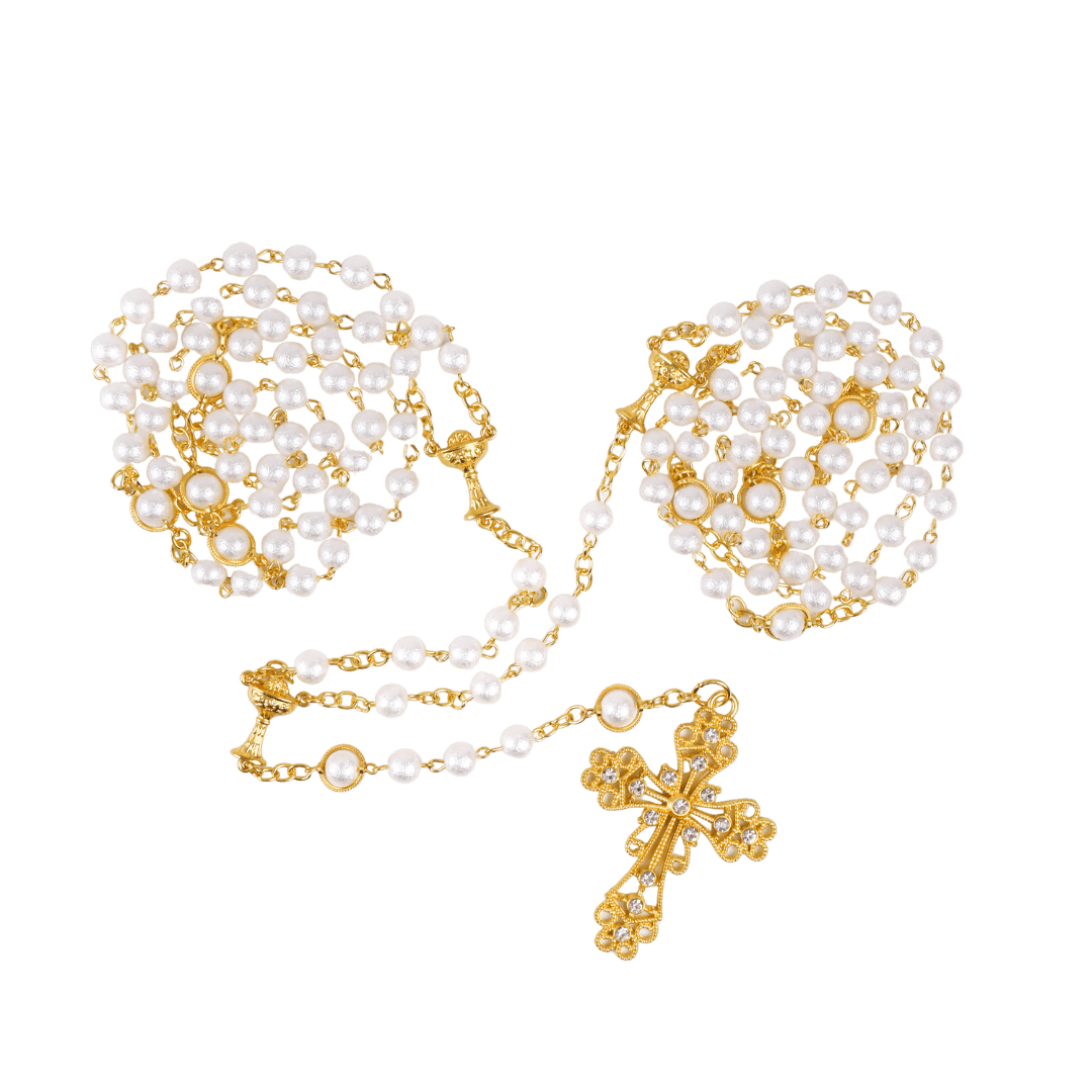 Wedding Lasso Rosary for Couple - Gold-Plated with Rhinestone Detailing