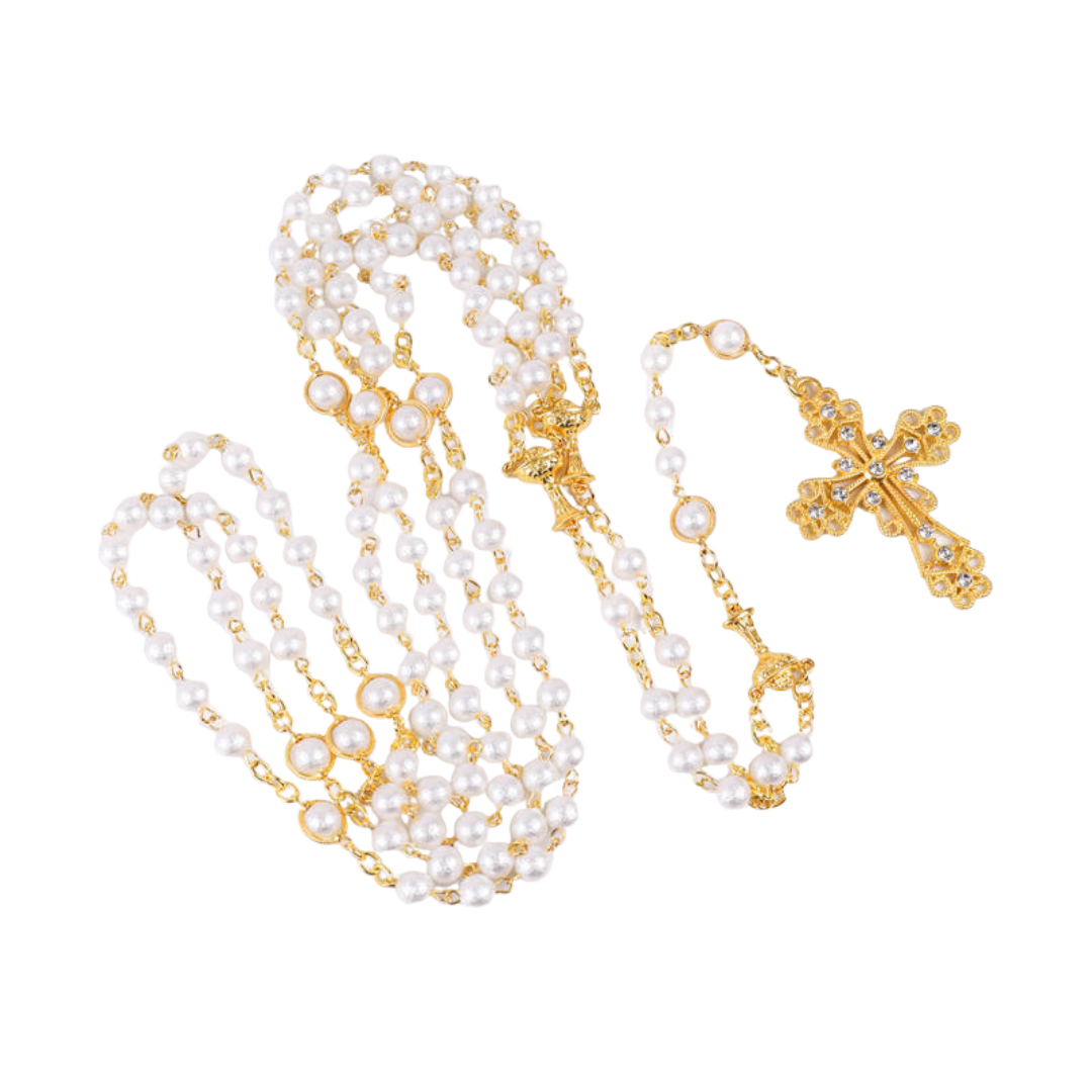 Wedding Lasso Rosary for Couple - Gold-Plated with Rhinestone Detailing - JMJ Catholic Productsvariant