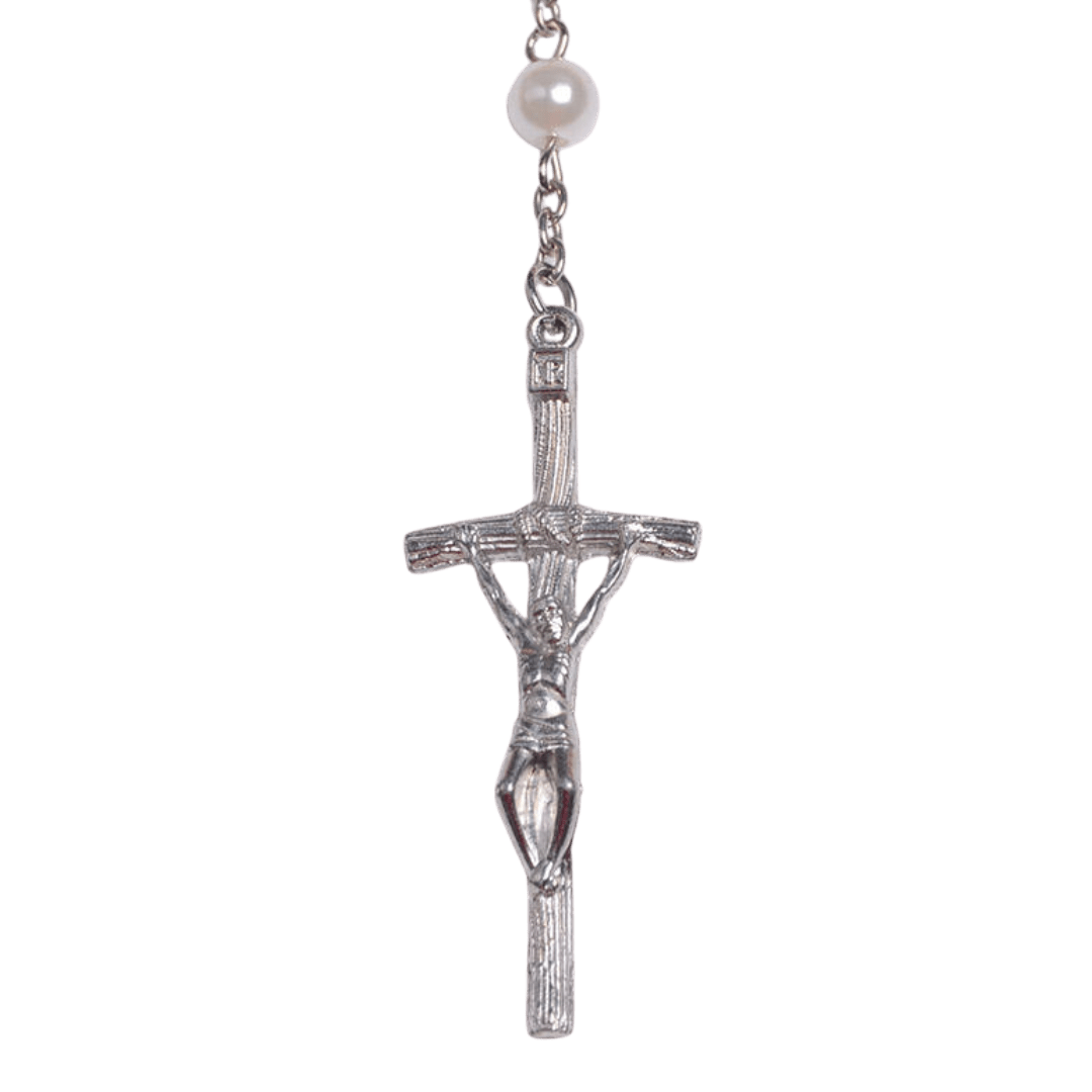 White Glass Beads Rosary - JMJ Catholic Productsvariant