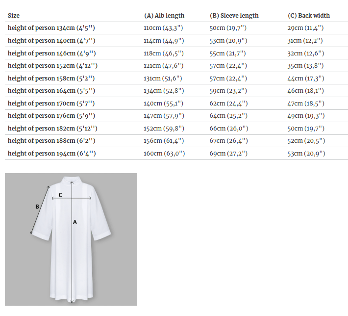 White Liturgical Alb — Velcro Collar - JMJ Catholic Productsvariant