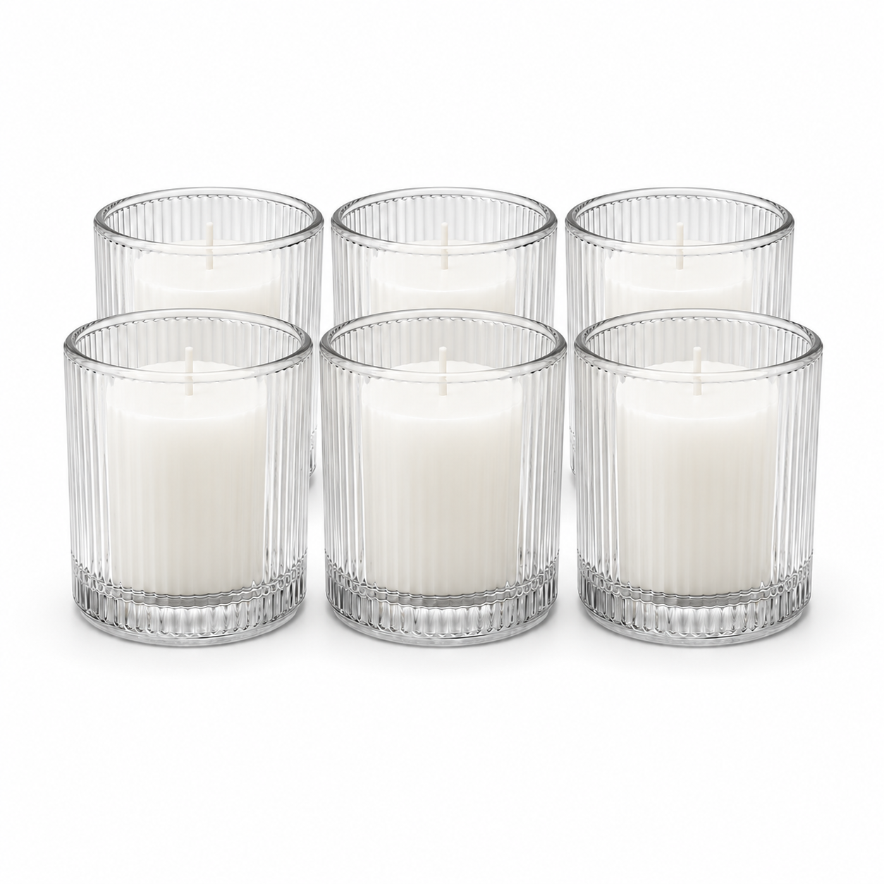 Clear Glass Holder with Real Wax Devotional Votive Candle Set (Pack of 6)
