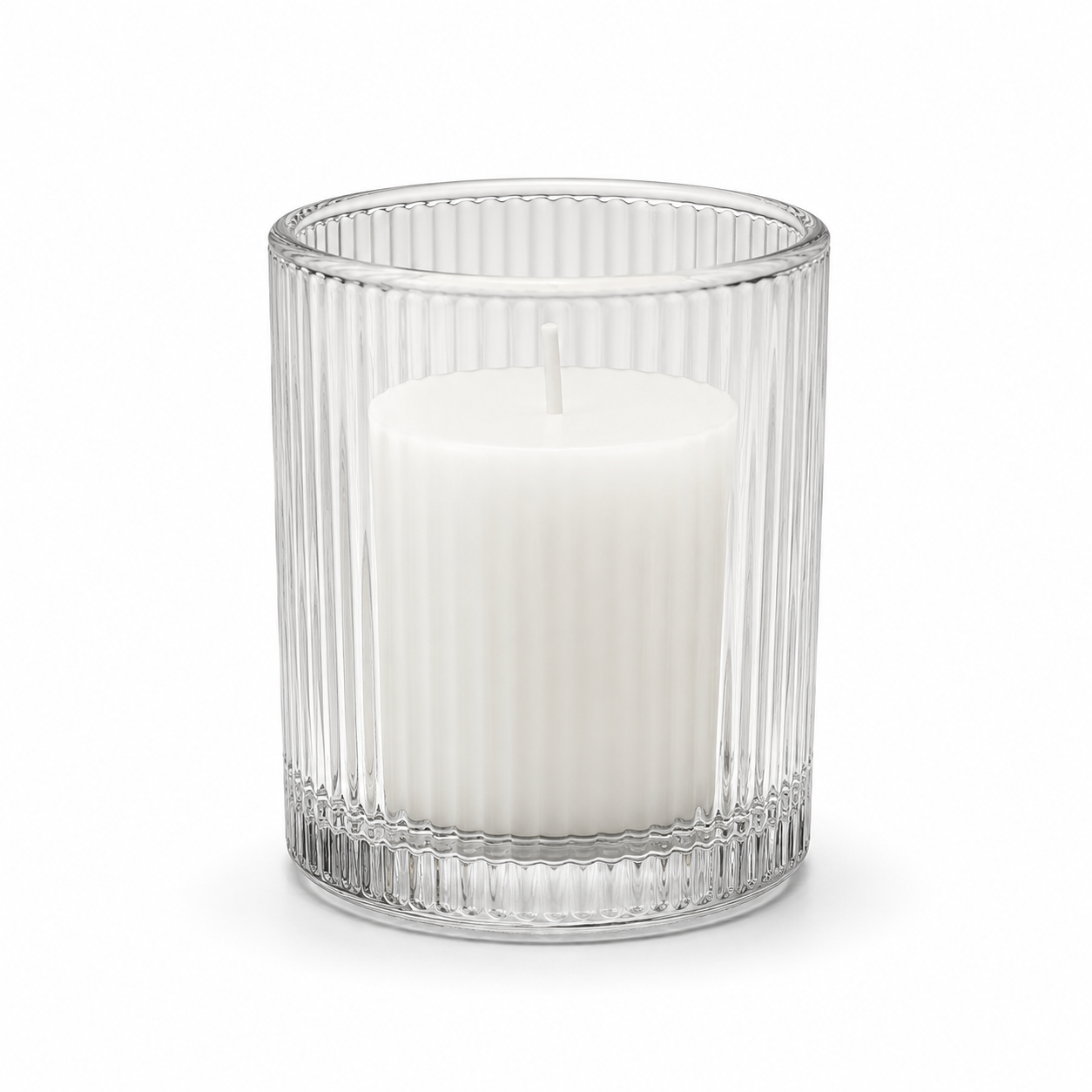 Clear Glass Holder with Real Wax Devotional Votive Candle Set (Pack of 6)