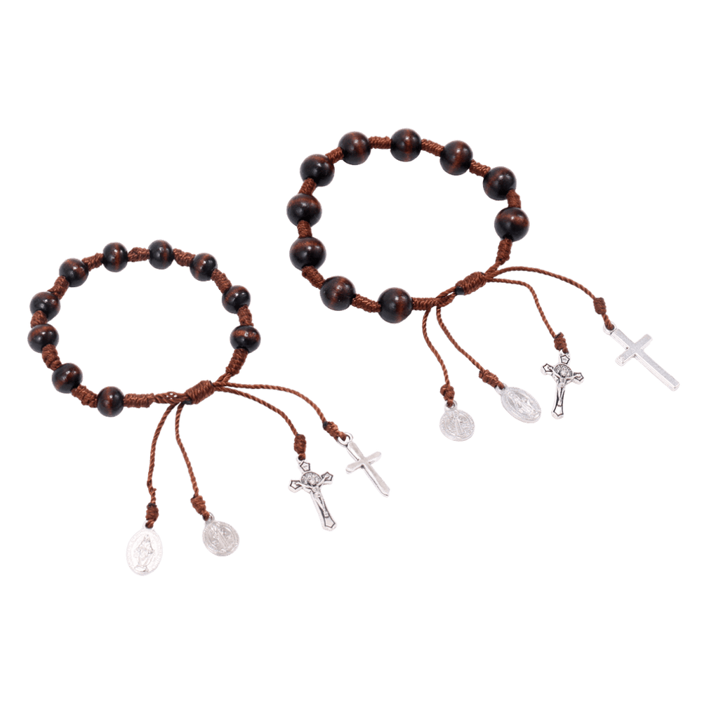 Wooden Adjustable, Decade Rosary Bracelet with Miraculous Medal – Small & Large Size - JMJ Catholic Productsvariant