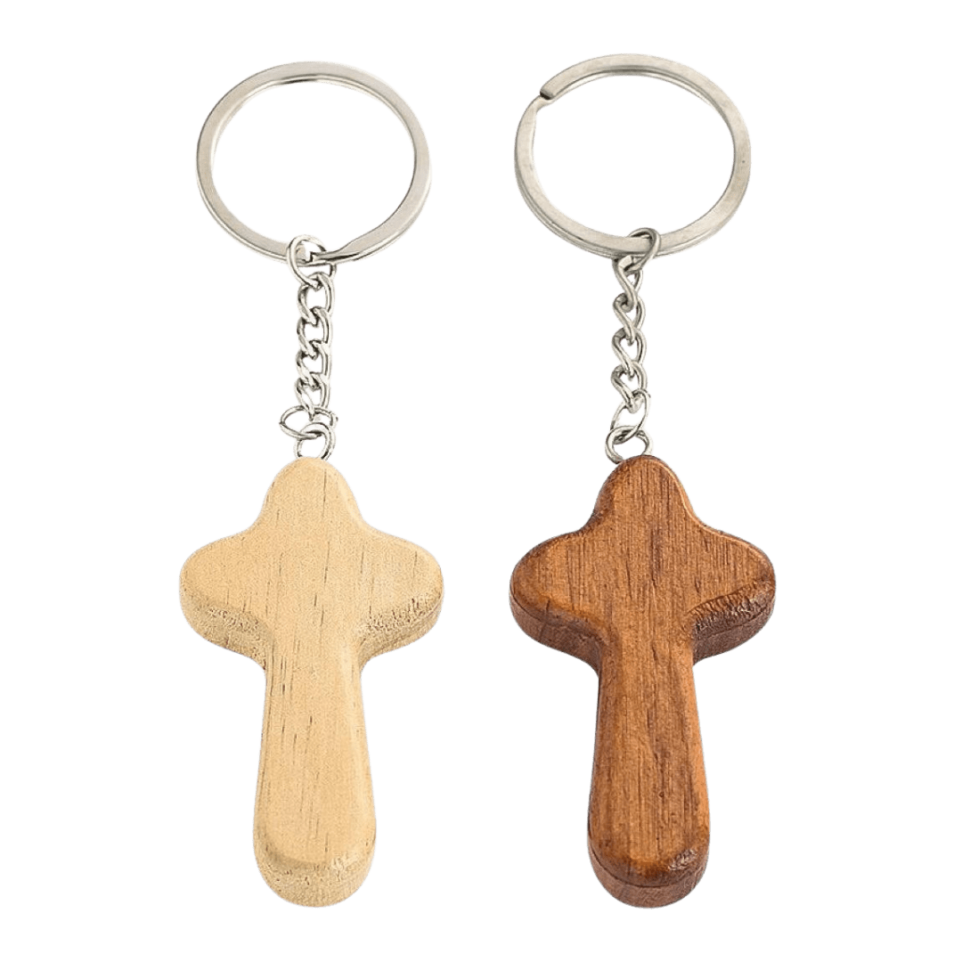 Wooden Comfort Crucifix Keychain — Light Brown or Dark Brown - JMJ Catholic Productsvariant