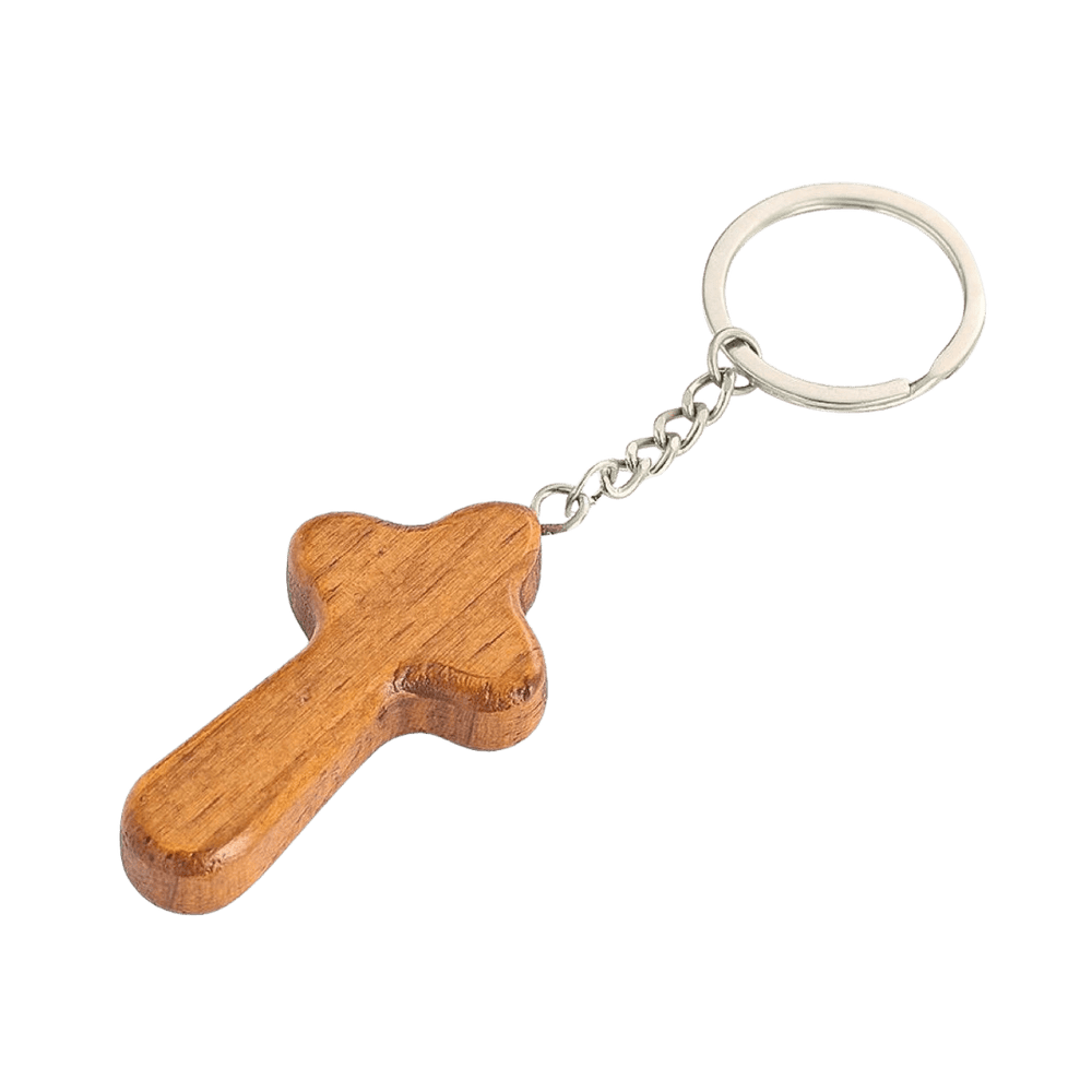 Wooden Comfort Crucifix Keychain — Light Brown or Dark Brown - JMJ Catholic Productsvariant
