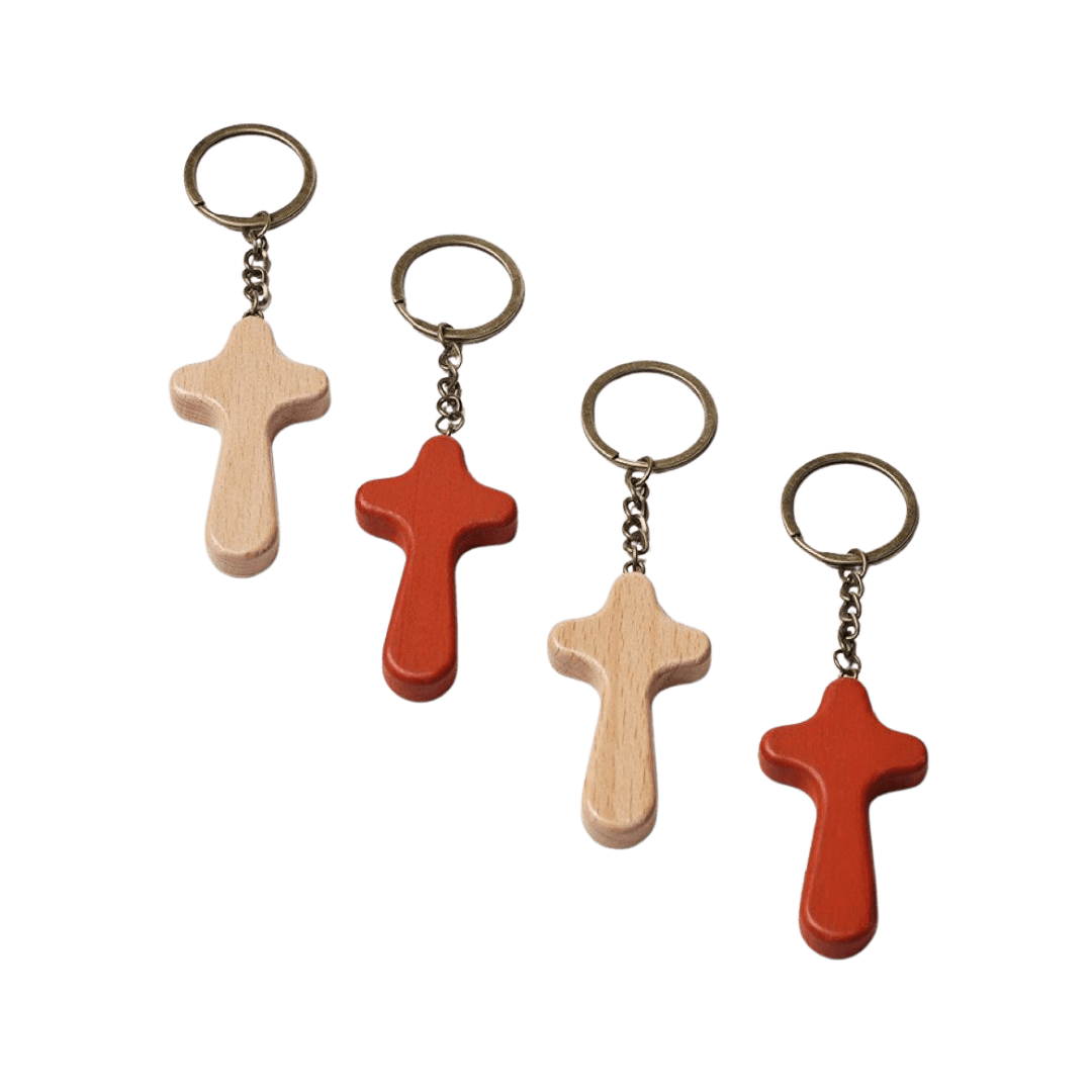 Wooden Comfort Crucifix Keychain — Light Brown or Dark Brown - JMJ Catholic Productsvariant
