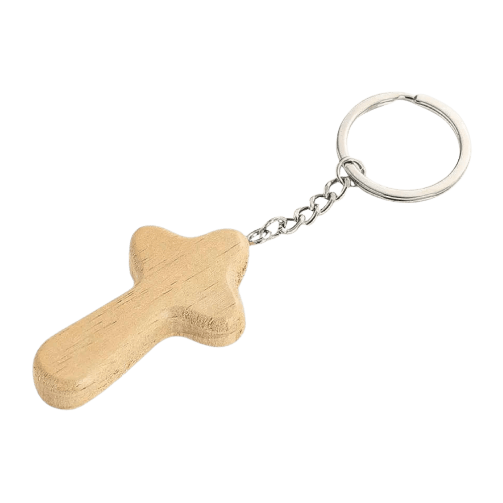 Wooden Comfort Crucifix Keychain — Light Brown or Dark Brown - JMJ Catholic Productsvariant