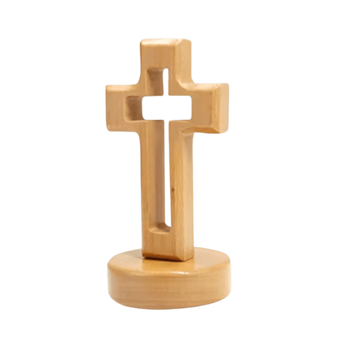 Wooden Cut-Out Crucifix Statue — Natural Wood - JMJ Catholic Productsvariant