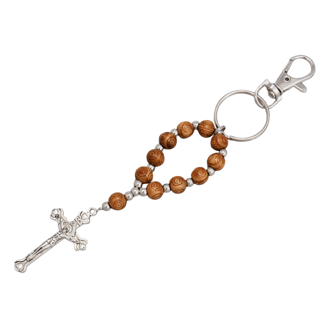 Wooden One-Decade Rosary Keychain - JMJ Catholic Productsvariant