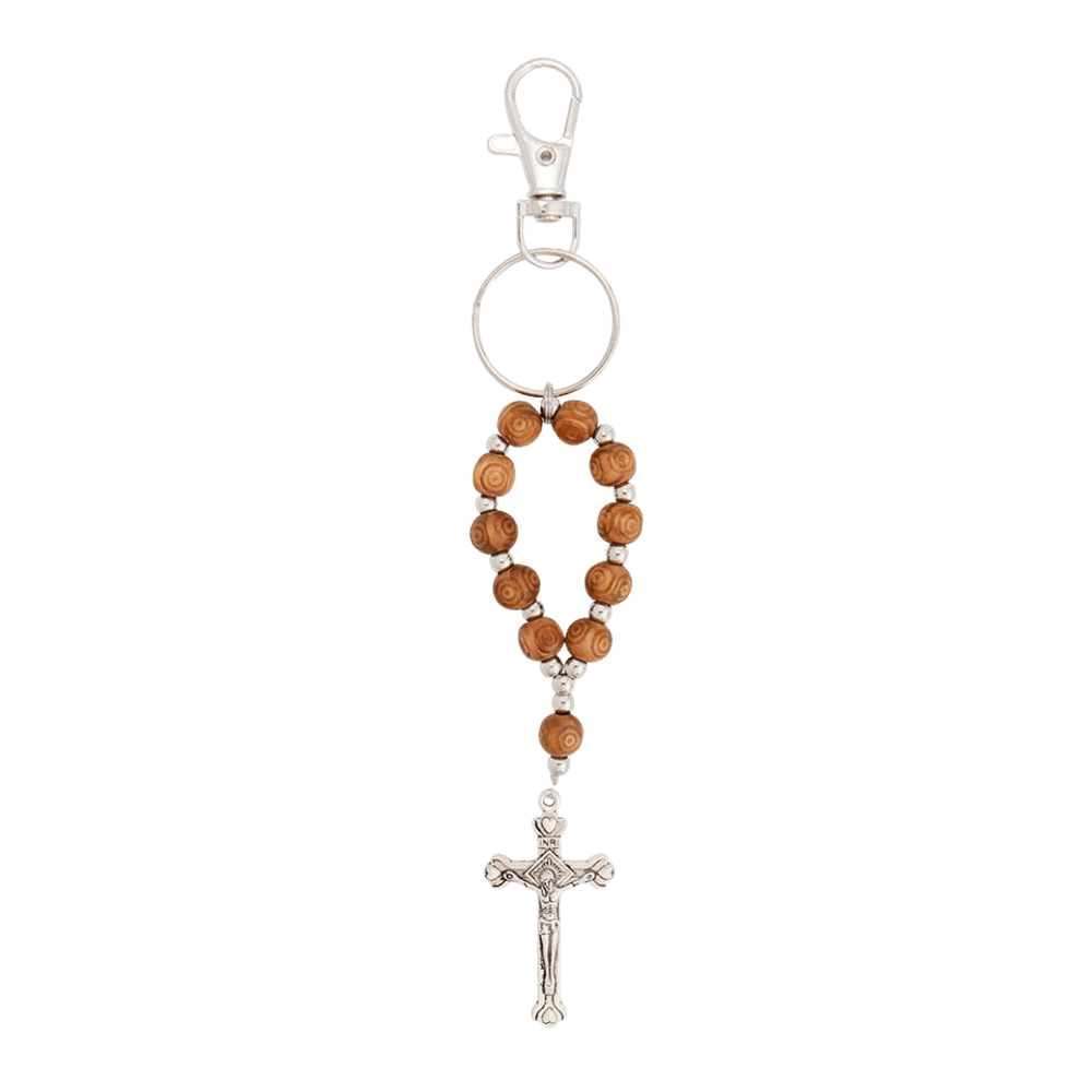 Wooden One-Decade Rosary Keychain - JMJ Catholic Productsvariant