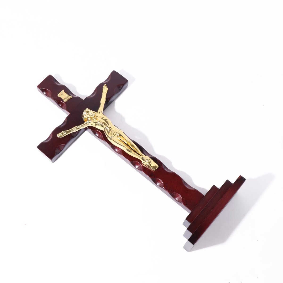 Wooden Standing Crucifix — Majestic, Large, Gold or Silver Corpus - JMJ Catholic Productsvariant