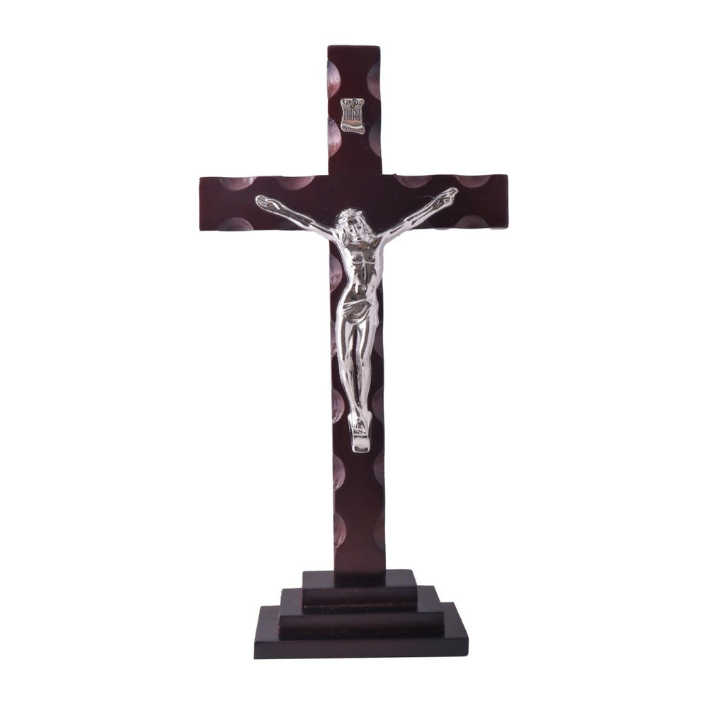 Wooden Standing Crucifix — Majestic, Large, Gold or Silver Corpus - JMJ Catholic Productsvariant