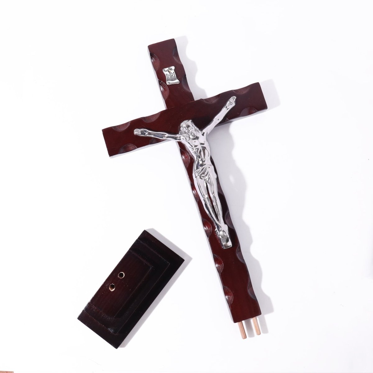 Wooden Standing Crucifix — Majestic, Large, Gold or Silver Corpus - JMJ Catholic Productsvariant