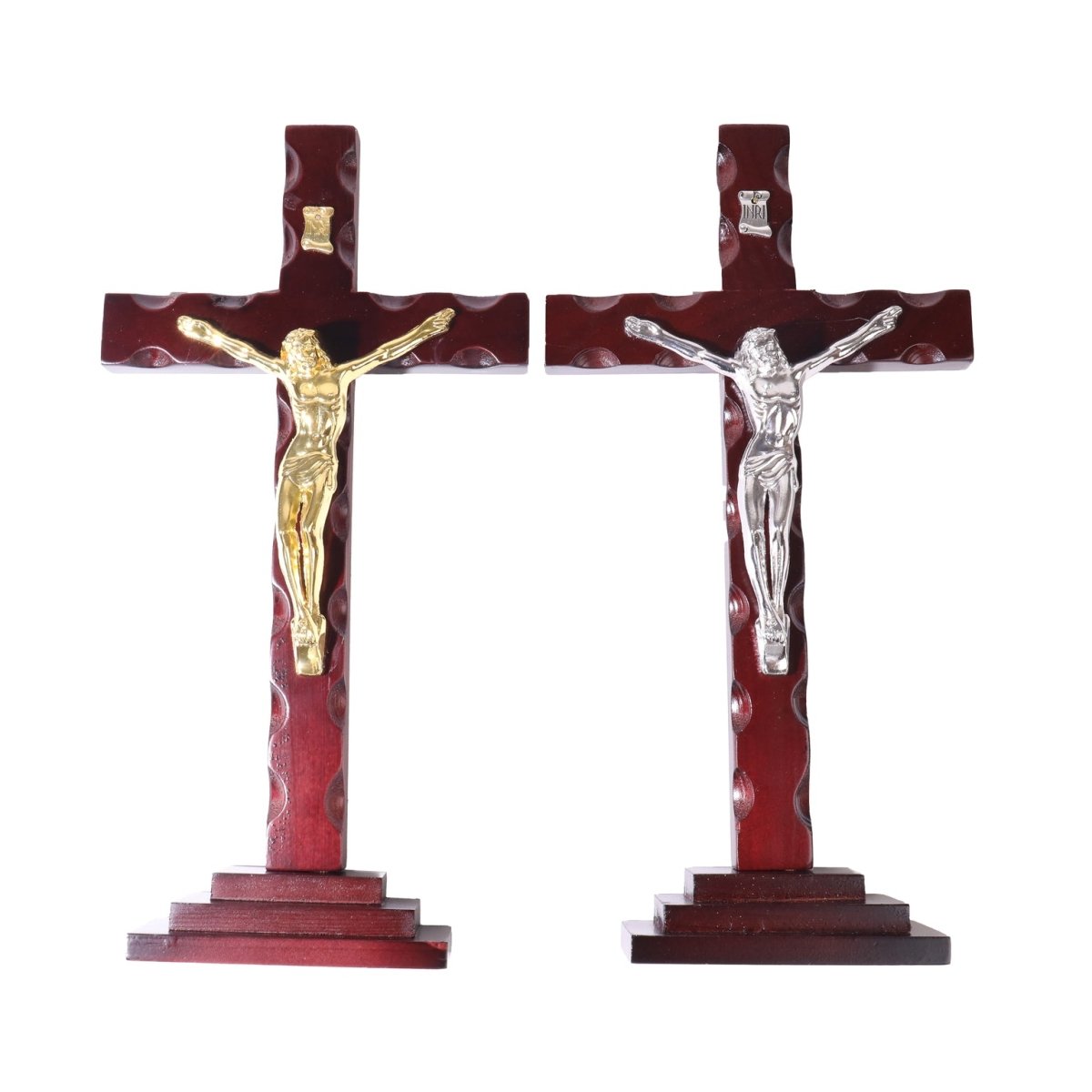 Wooden Standing Crucifix — Majestic, Large, Gold or Silver Corpus - JMJ Catholic Productsvariant