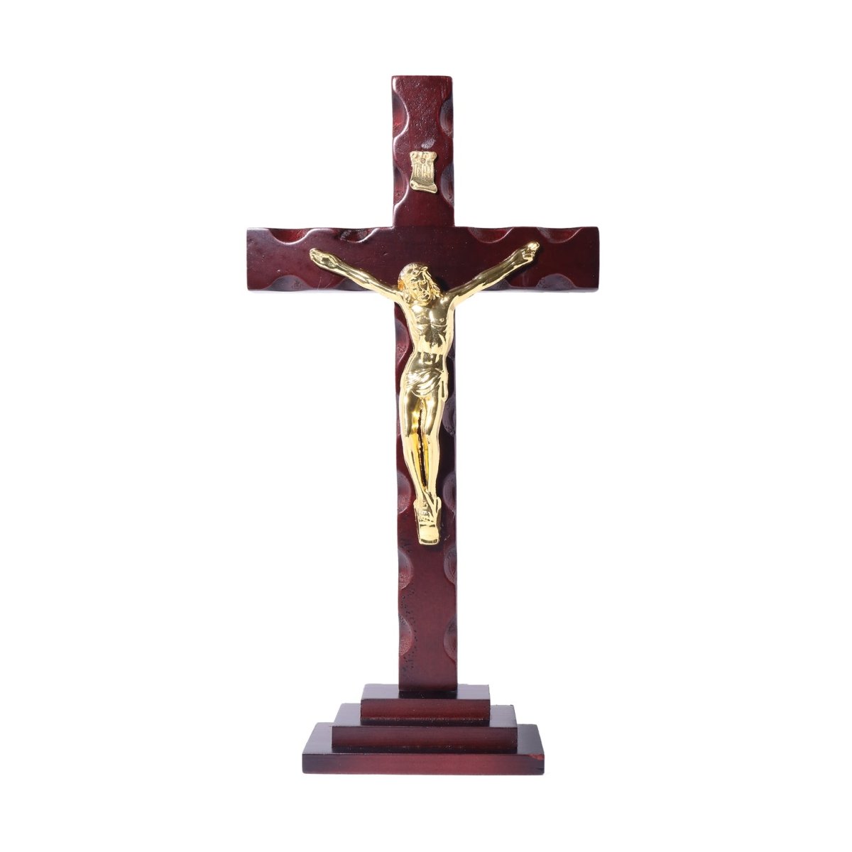 Wooden Standing Crucifix — Majestic, Large, Gold or Silver Corpus - JMJ Catholic Productsvariant