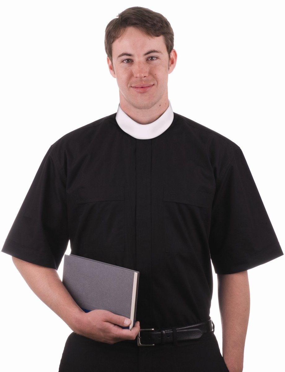 100% Fine cotton, Clergy shirt, short sleeve (7000) - JMJ Catholic Products#variant