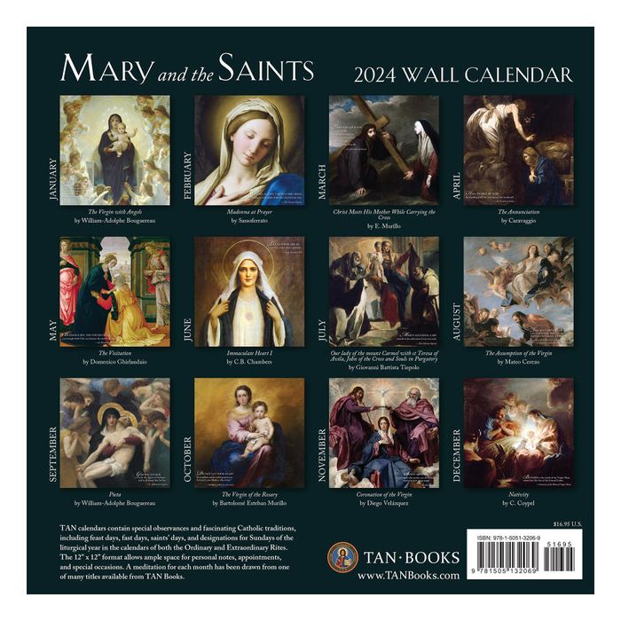 2024 Mary and the Saints large wall calendar (free delivery) - JMJ Catholic Products#variant