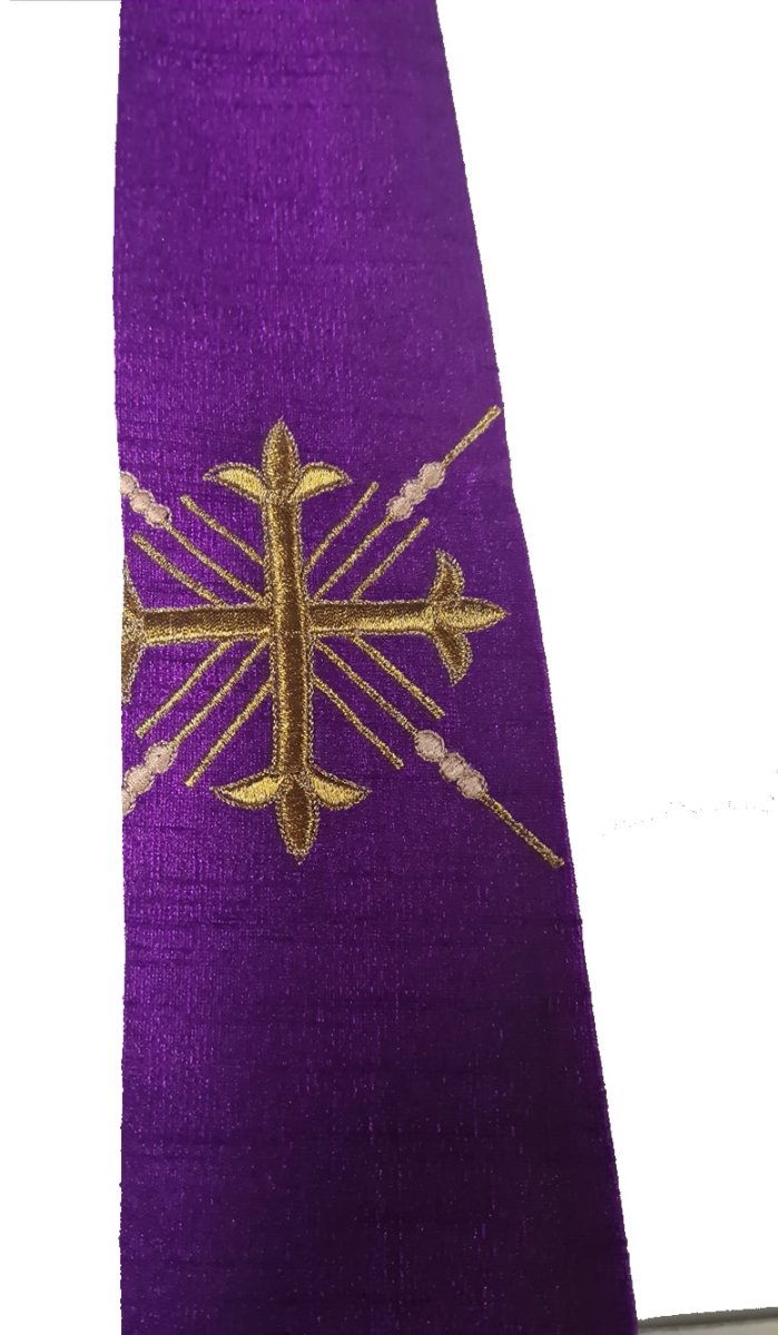 Art Silk Cross and Rays Stole #17660 (available in deacon and priest style) - JMJ Catholic Products#variant