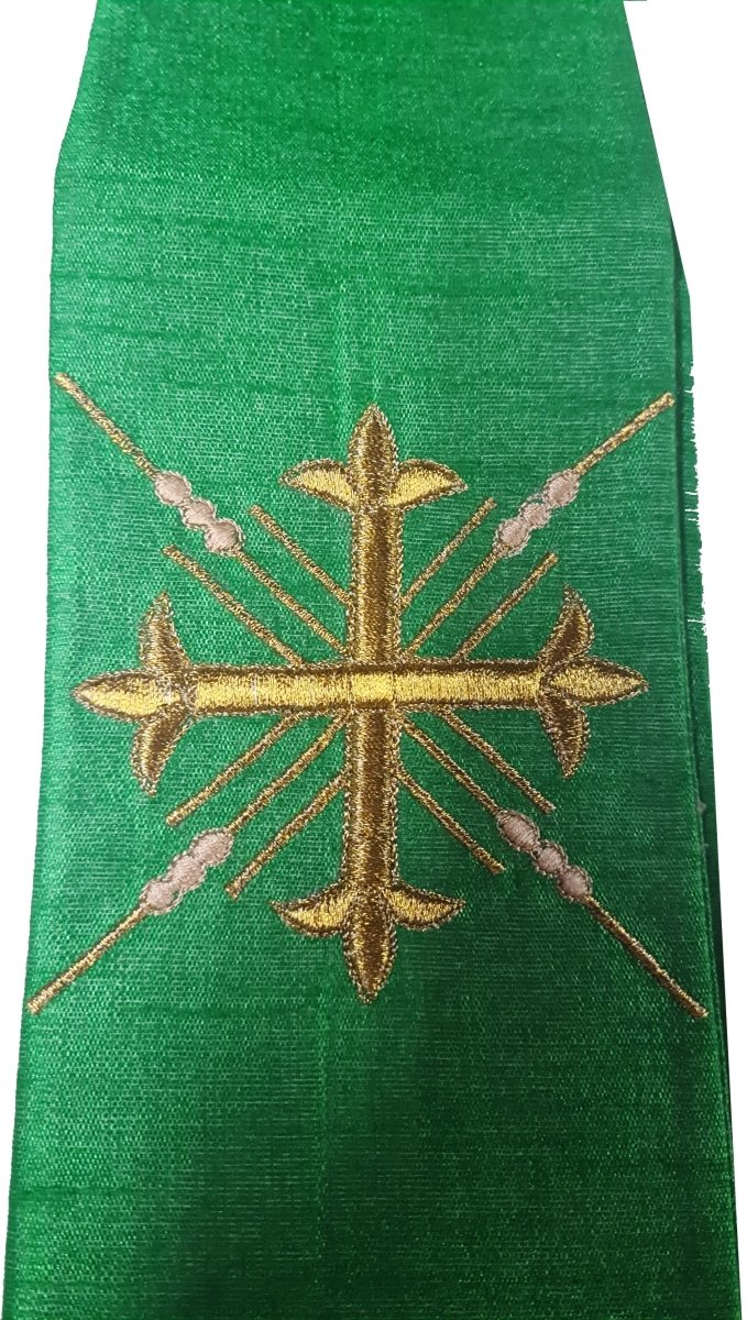 Art Silk Cross and Rays Stole #17660 (available in deacon and priest style) - JMJ Catholic Products#variant