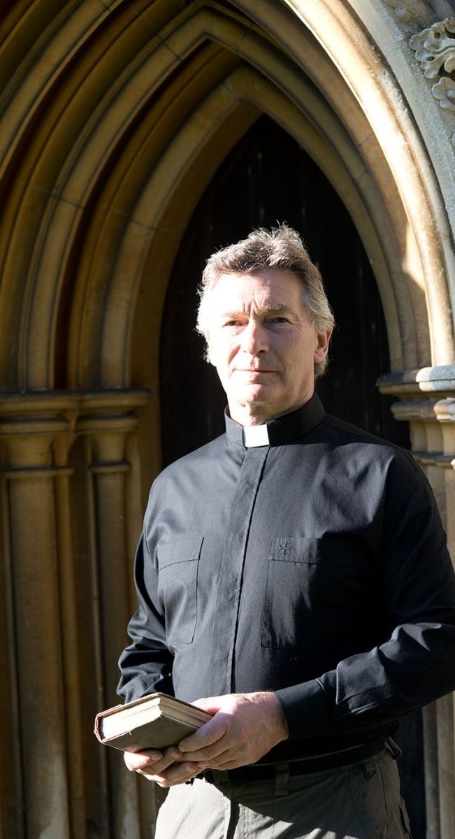 Black Clergy Shirt — Long Sleeve, Tab Collar (70% Cotton) - JMJ Catholic Productsvariant