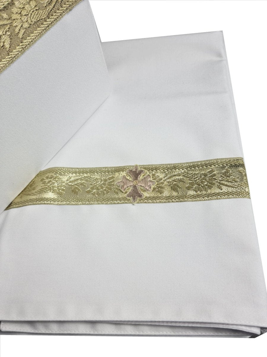 Chalice Veil and Burse set (Plain white with Jacquard trim) - JMJ Catholic Products#variant