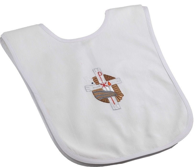 Chi-Rho Embroidered Baptismal Bib — a Lovingly Made Keepsake - JMJ Catholic Productsvariant