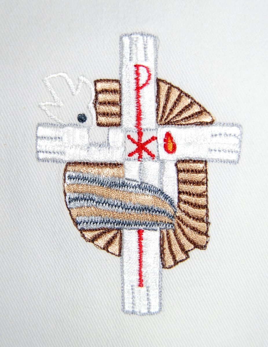 Chi-Rho Embroidered Baptismal Bib — a Lovingly Made Keepsake - JMJ Catholic Productsvariant