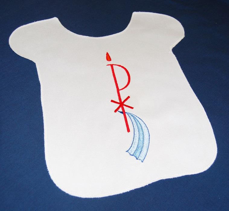 Chi-Rho Embroidered Baptismal Bib — a Treasured Cotton Keepsake - JMJ Catholic Productsvariant