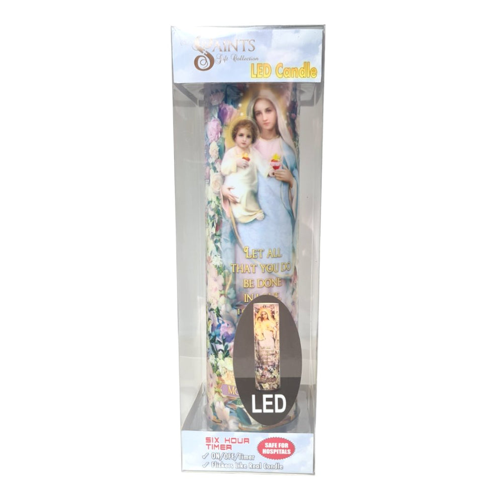 Child Jesus and Mary Hearts-LED Prayer Candle 20cm - JMJ Catholic Products#variant