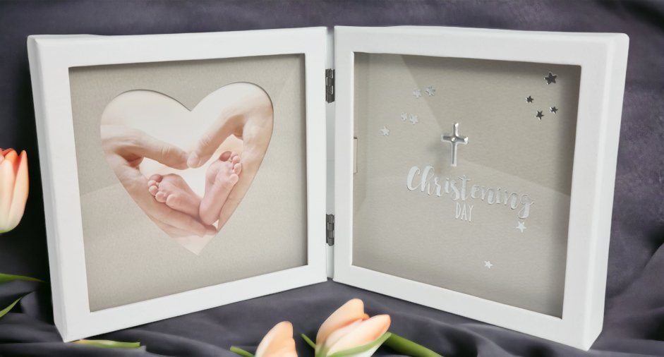 Christening Double Photo Frame — a Keepsake for Baby's Day - JMJ Catholic Productsvariant