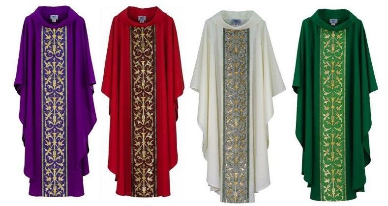 Classic Floral Design Chasuble — Woven Tapestry