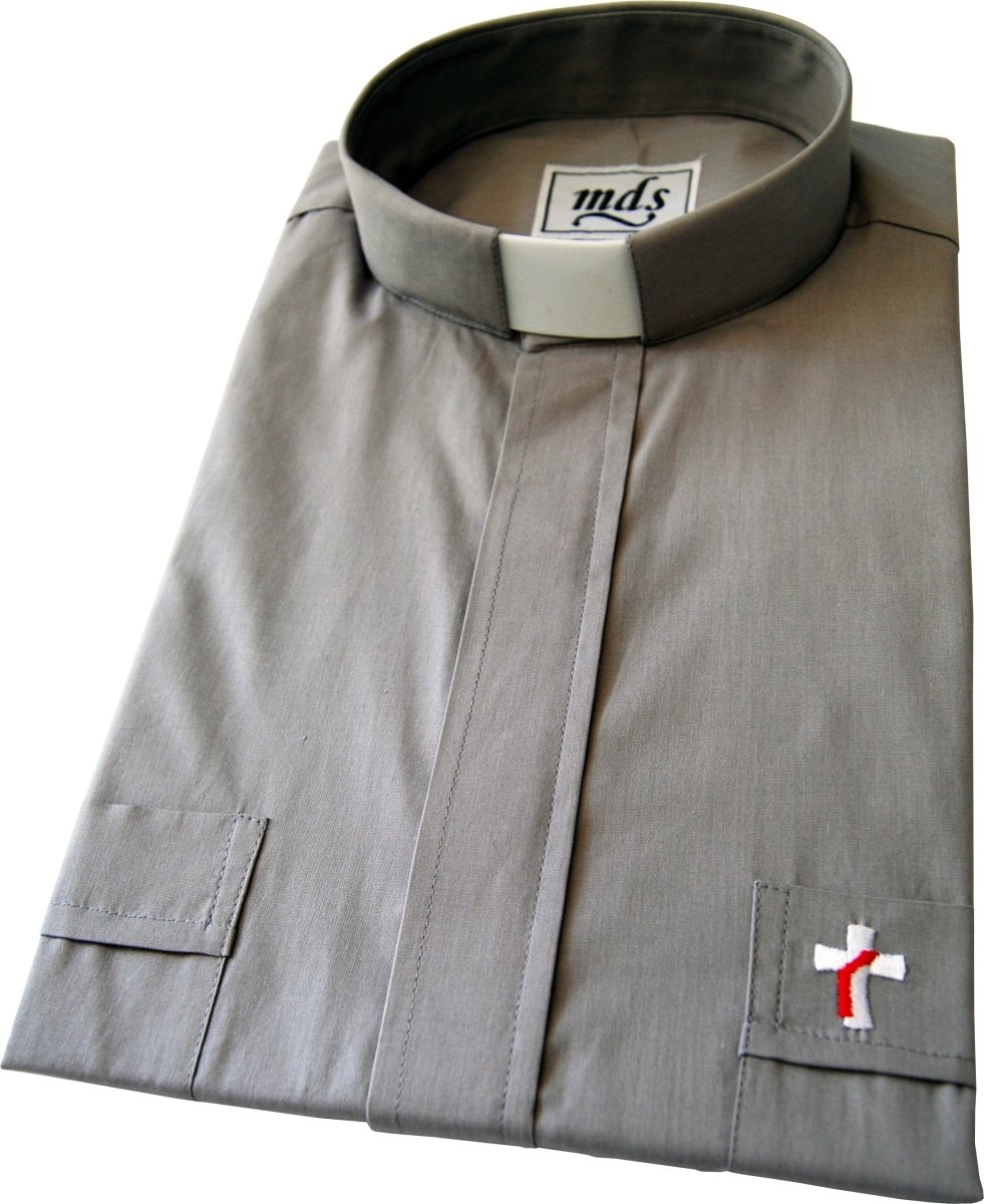 Clergy shirt, short sleeve, tab collar -7400 Deacon Grey - JMJ Catholic Products#variant