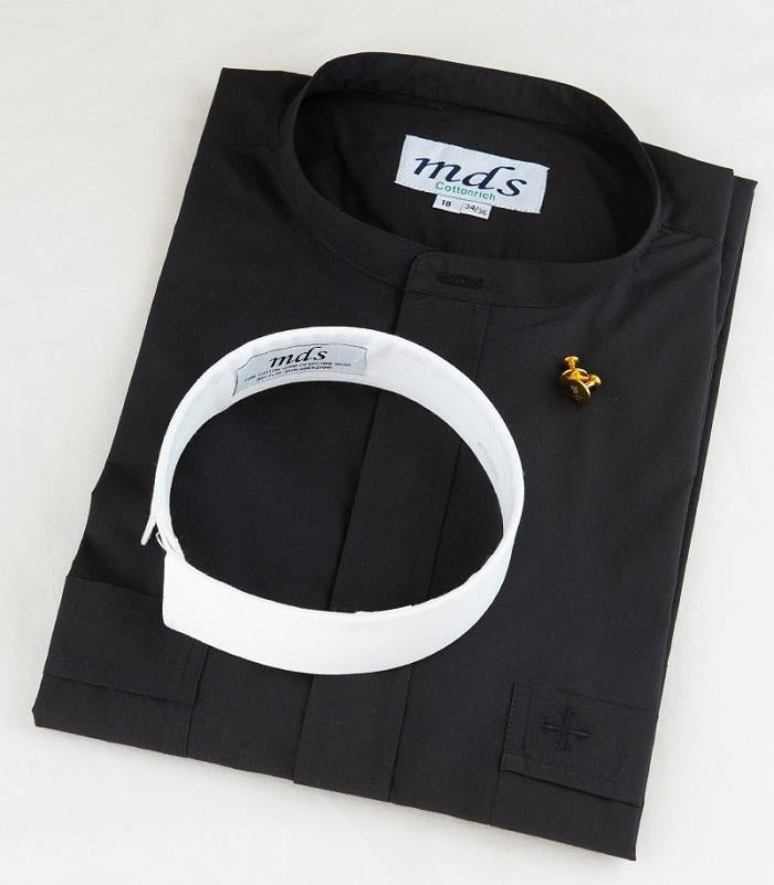 Cottonrich, Clergy Shirt, Short sleeve (7000 Black) - JMJ Catholic Products#variant