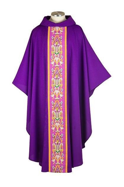 Crown & Flower Chasuble — Classic Floral Tapestry - JMJ Catholic Productsvariant