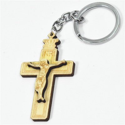Crucifix wooden key ring (free shipping) - JMJ Catholic Products#variant