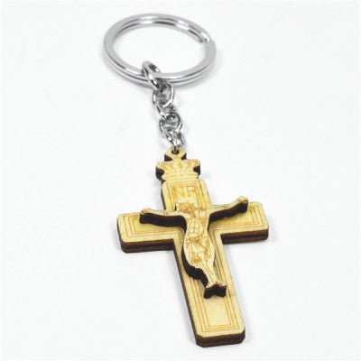 Crucifix wooden key ring (free shipping) - JMJ Catholic Products#variant
