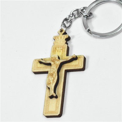 Crucifix wooden key ring (free shipping) - JMJ Catholic Products#variant