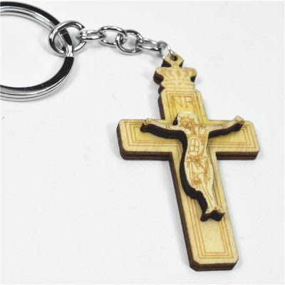 Crucifix wooden key ring (free shipping) - JMJ Catholic Products#variant