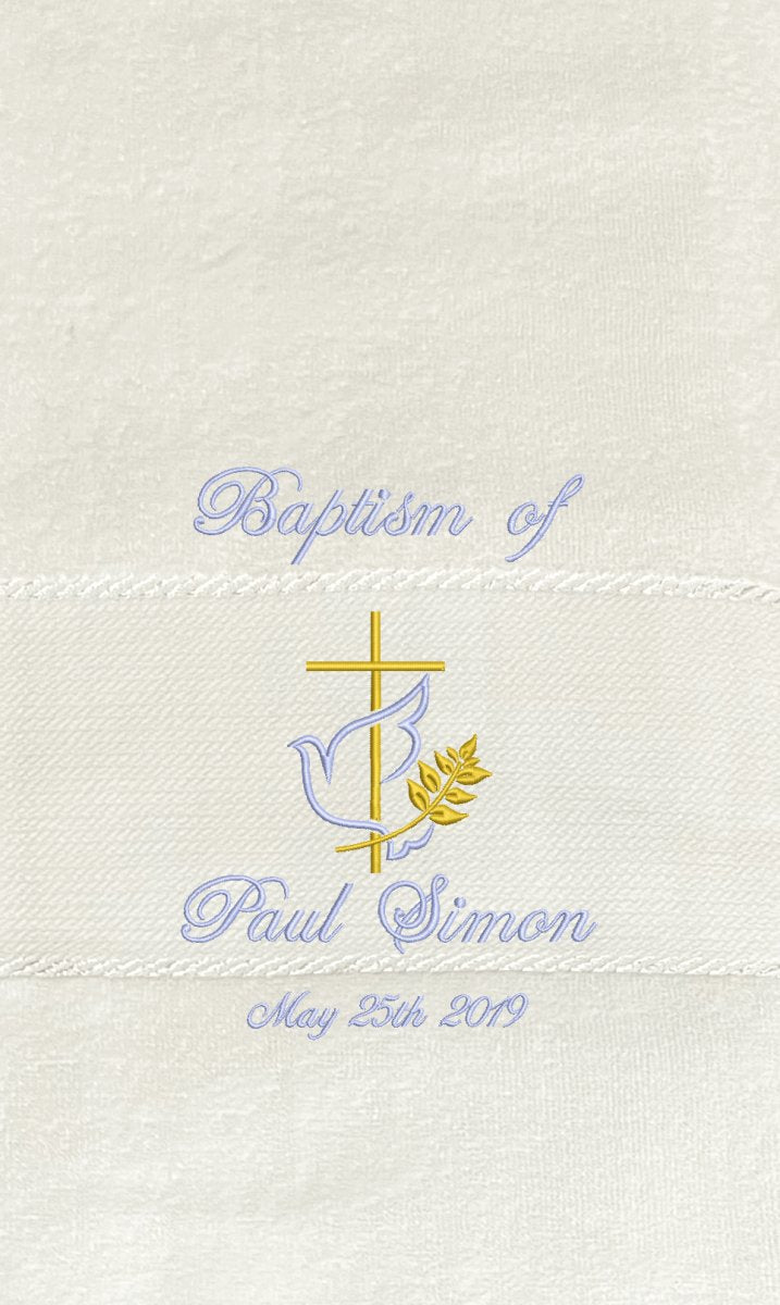Customised Embroidered Baptism Towel — Boy, a Treasured Keepsake - JMJ Catholic Productsvariant