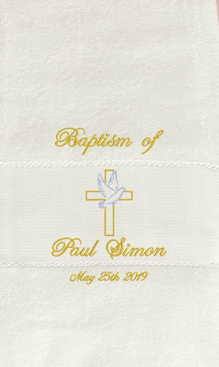 Customised Embroidered Baptism Towel — Boy, a Treasured Keepsake - JMJ Catholic Productsvariant