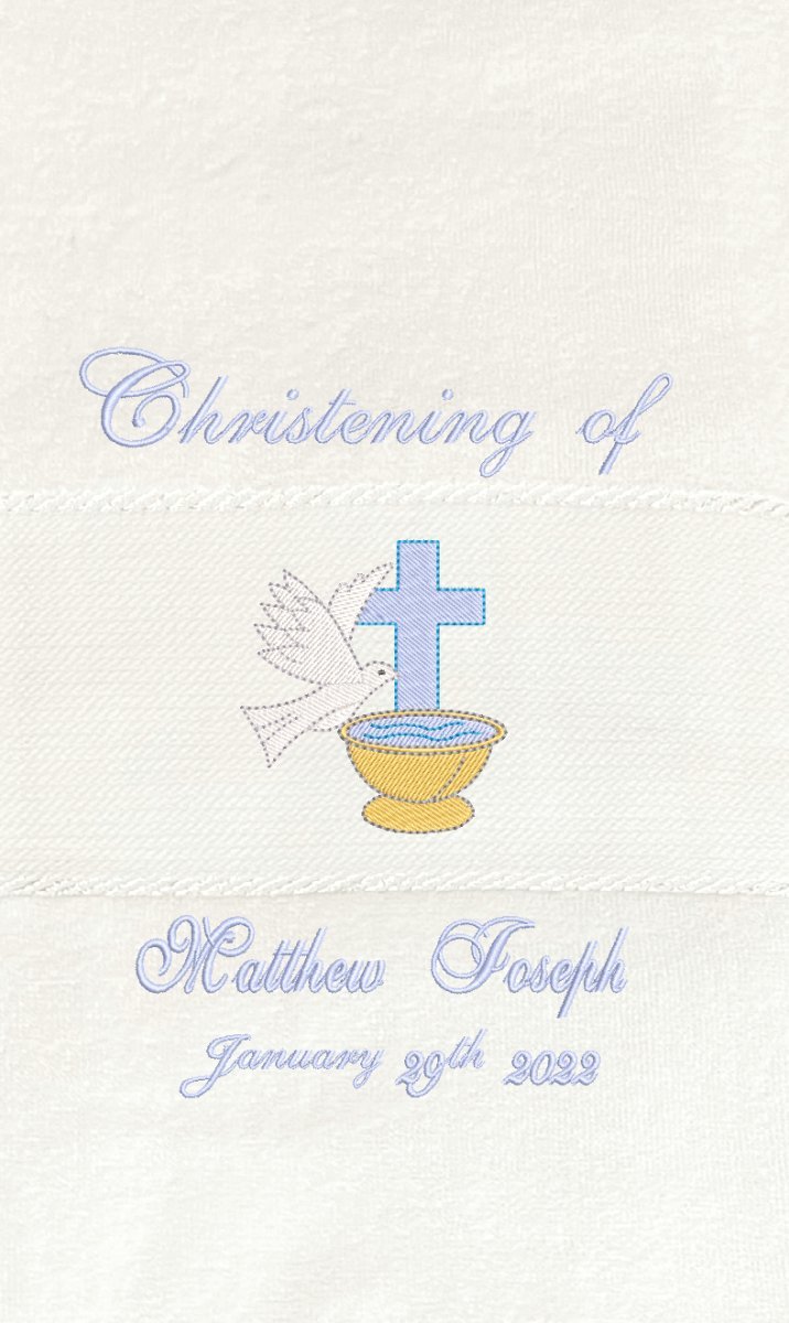 Customised Embroidered Christening Towel — Boy, a Treasured Keepsake - JMJ Catholic Productsvariant