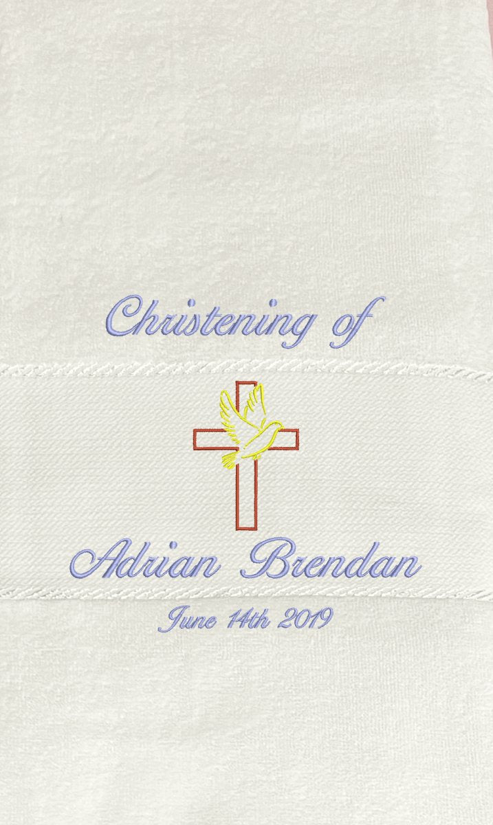 Customised Embroidered Christening Towel — Boy, a Treasured Keepsake - JMJ Catholic Productsvariant